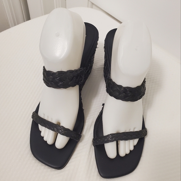 Steven New York "Ardy" Raffia Espadrille Wedge Double Strap Sandals Size 10 - Picture 2 of 14